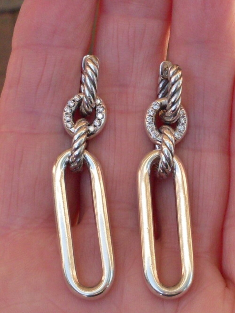 Current Item David Yurman Lexington Double Link Drop Diamond Earrings